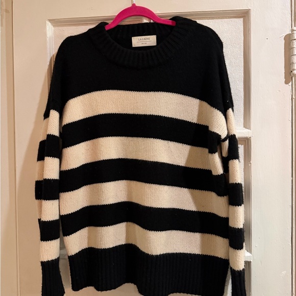 La Ligne Sweaters - La Ligne Marin Sweater Black and Cream Stripes